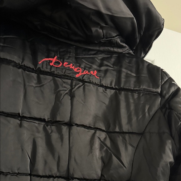 Desigual Black Floral Puffer Jacket Sz 38 - Picture 5 of 11